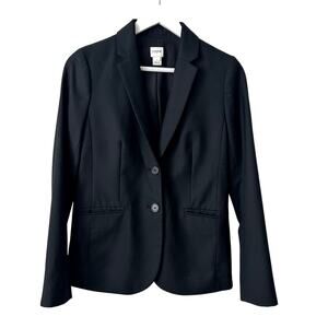 J.Crew Wool Blend Blazer Size 2 Black Schoolboy Suit Jacket Coat Neutral Classic